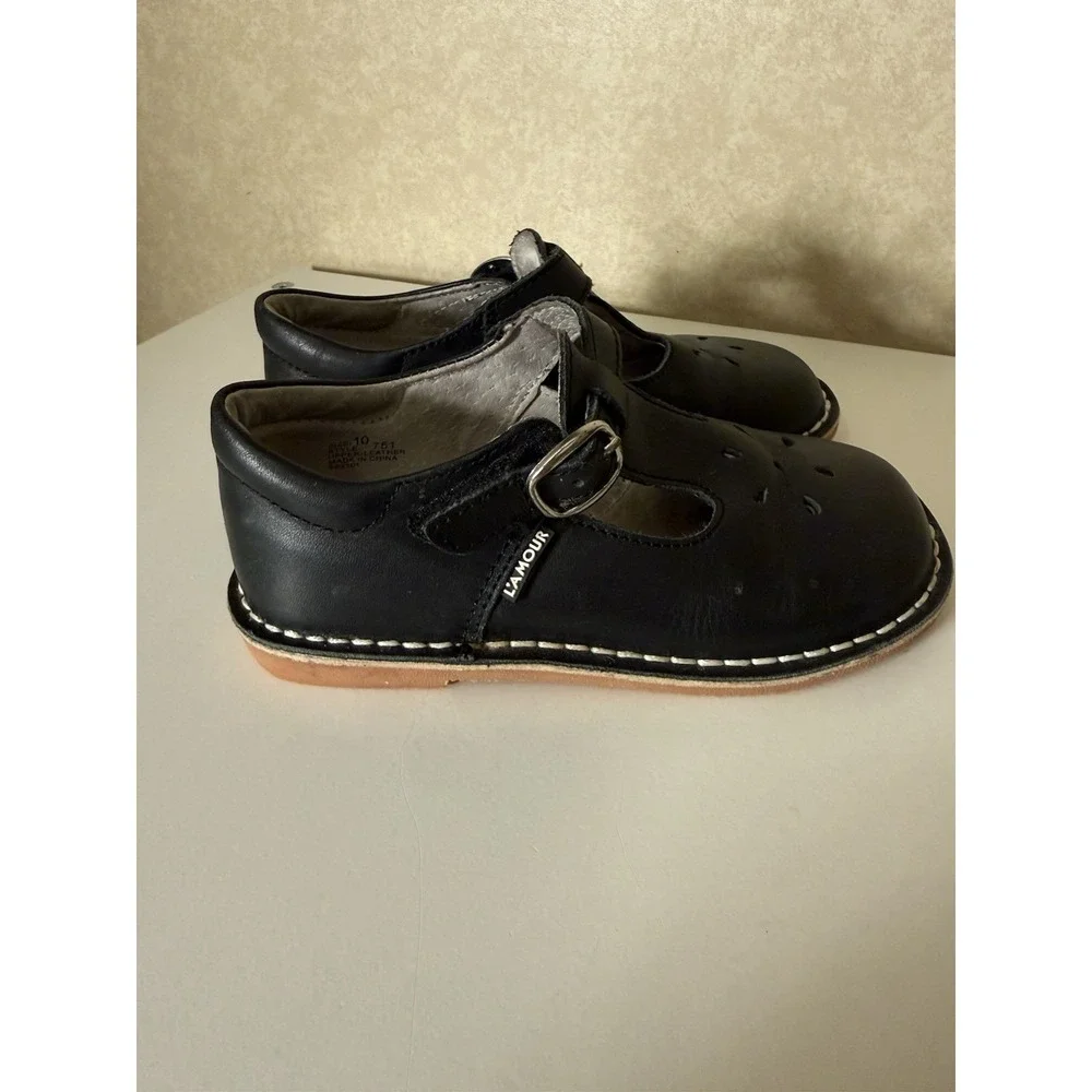 L'Amour Shoes  - Joy Toddler  Girls Size 10 BLACK Mary Janes Dress Shoes Casual